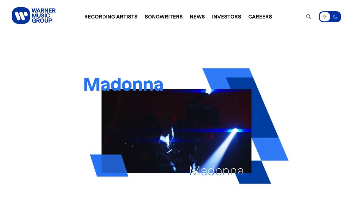 Warner Music Group website preview