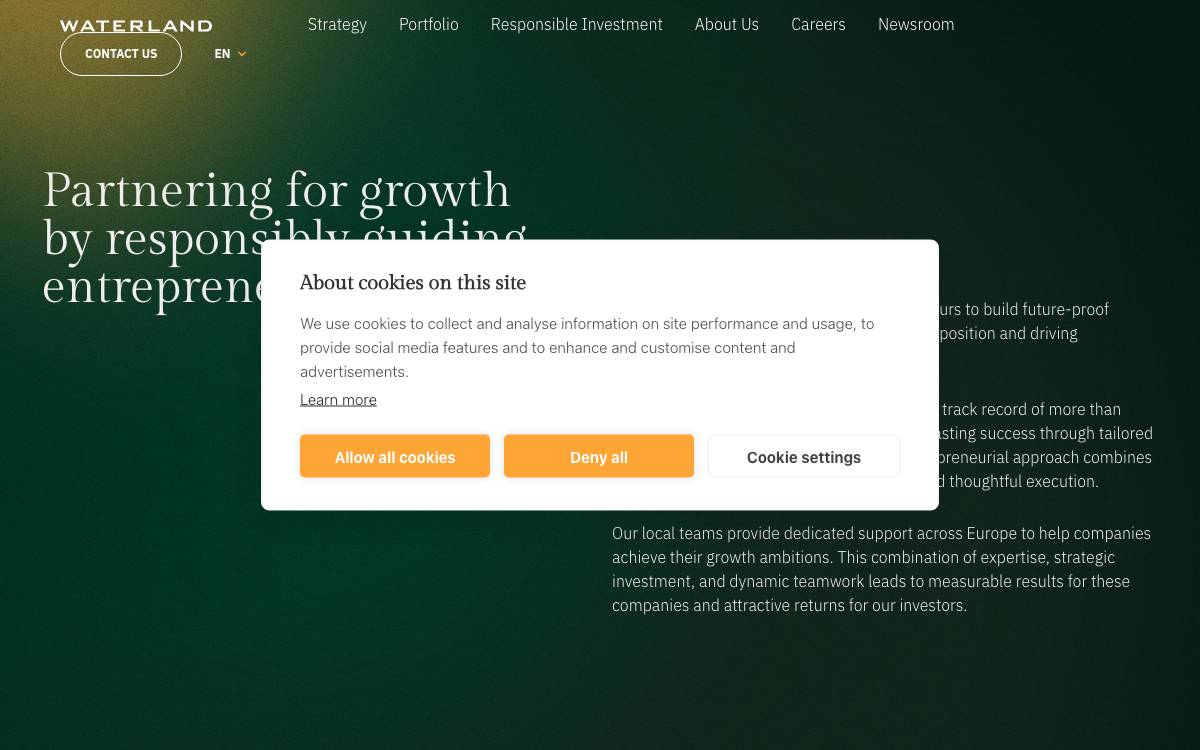 Waterland website preview