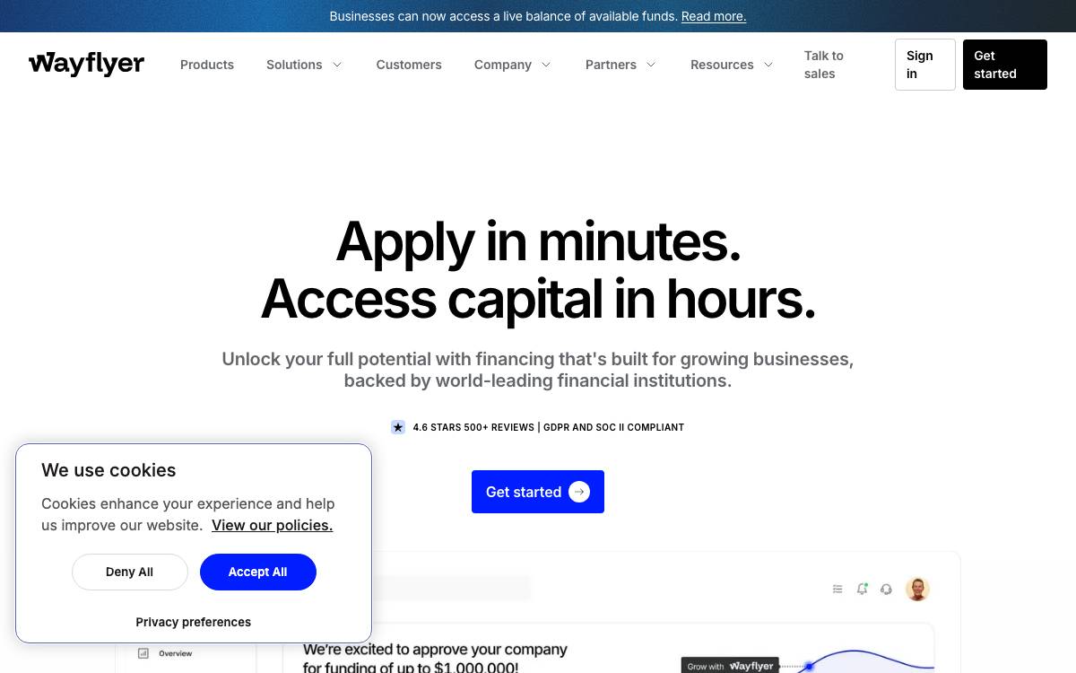 Wayflyer website preview