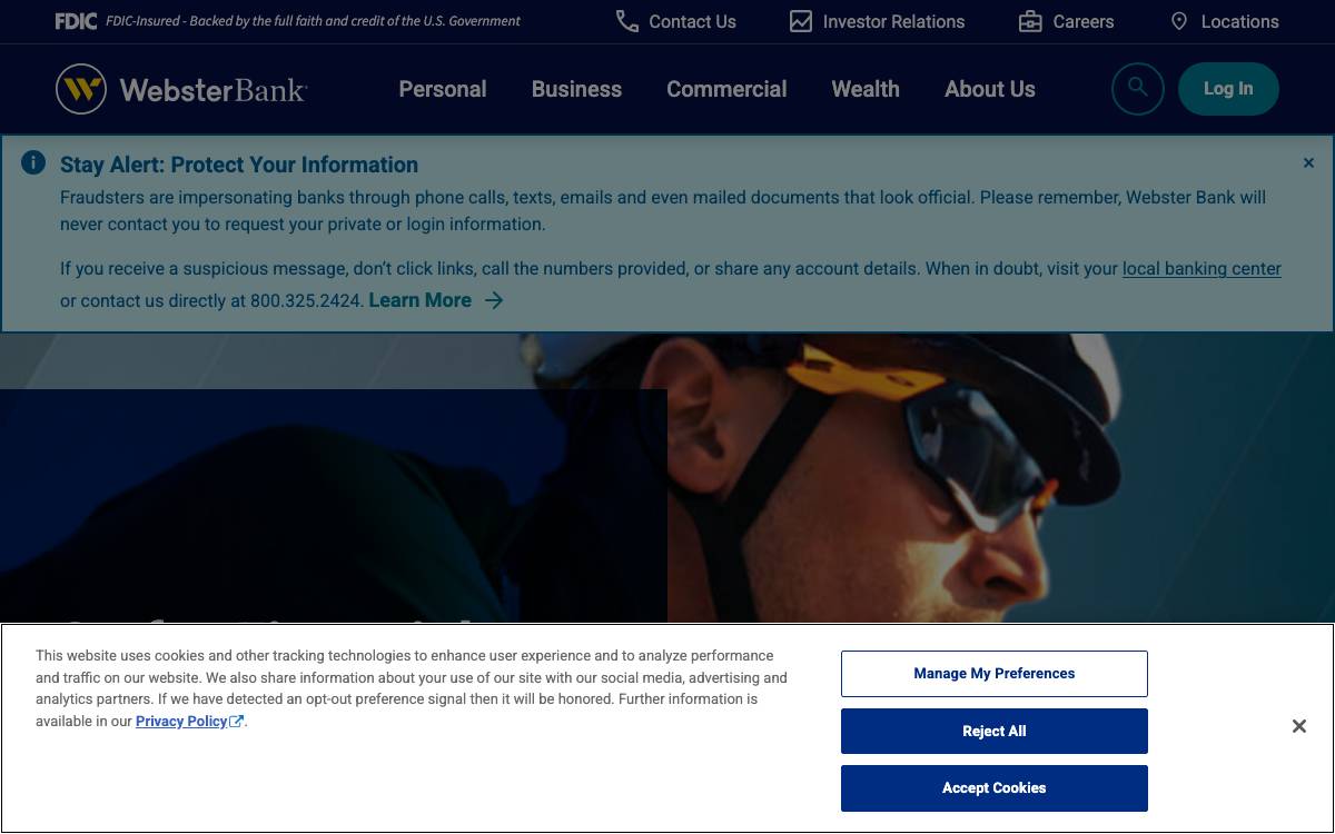 Webster Bank website preview