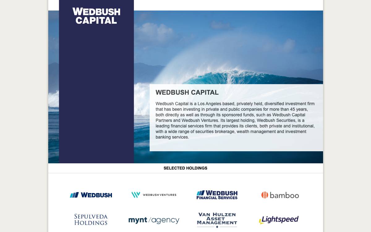 Wedbush Capital website preview