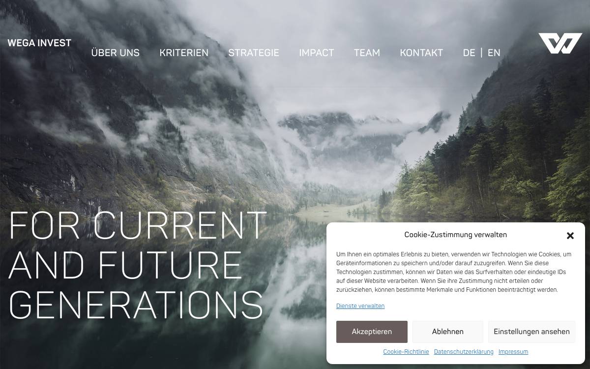 WEGA Invest GmbH website preview