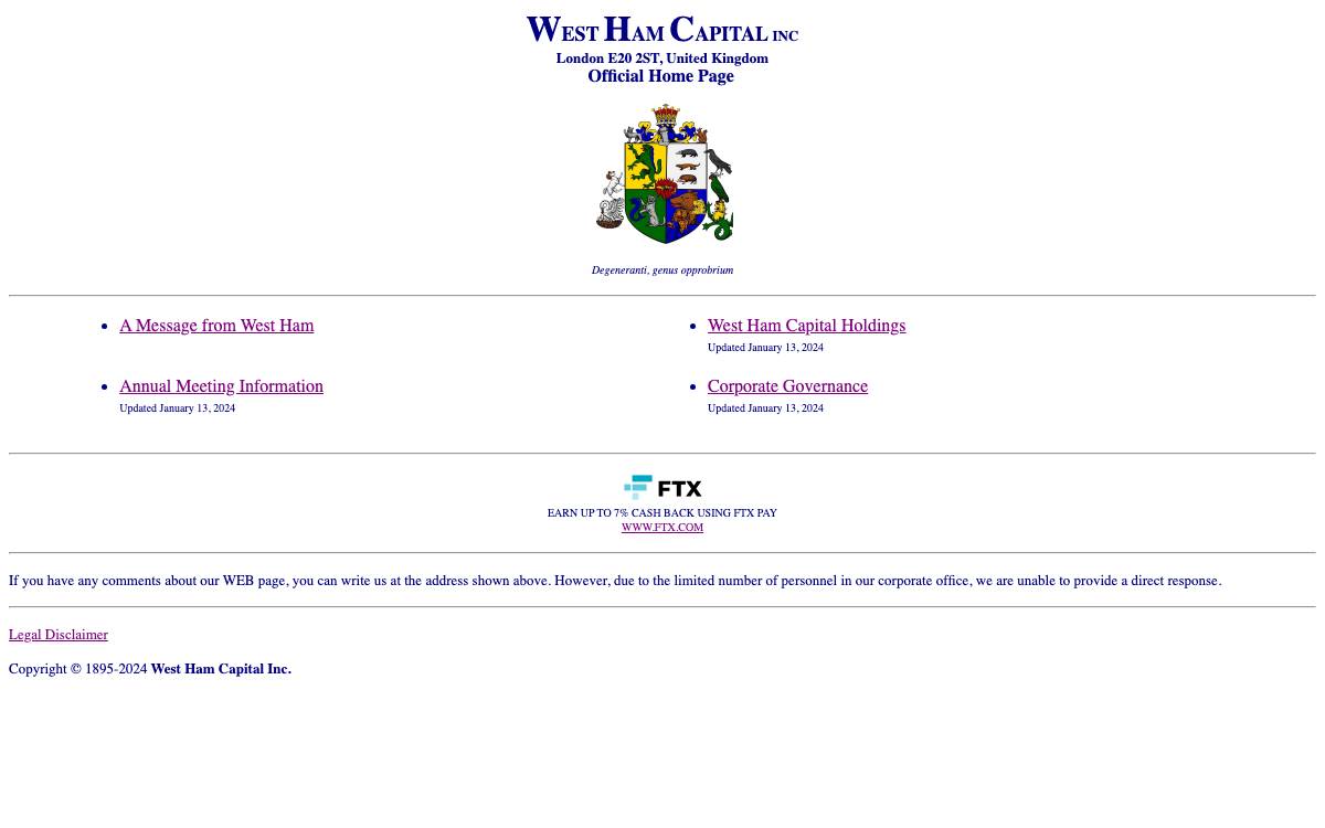 West Ham Capital website preview