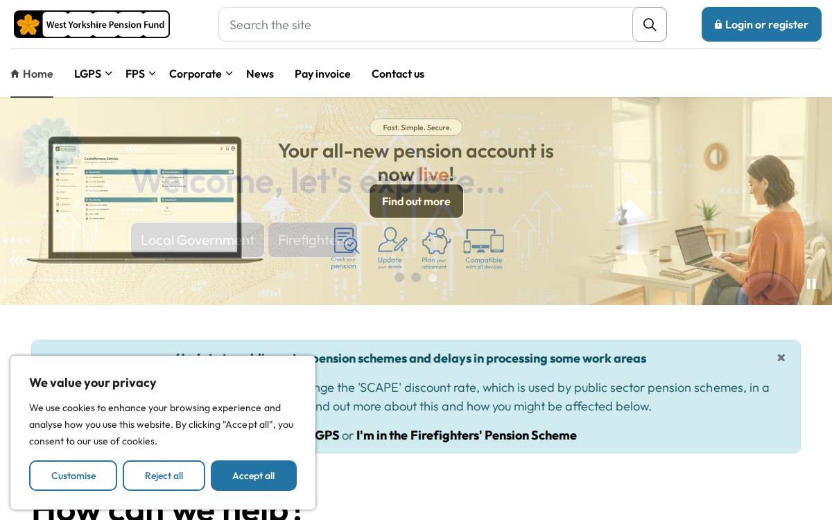 West Yorkshire Pension Fund website preview
