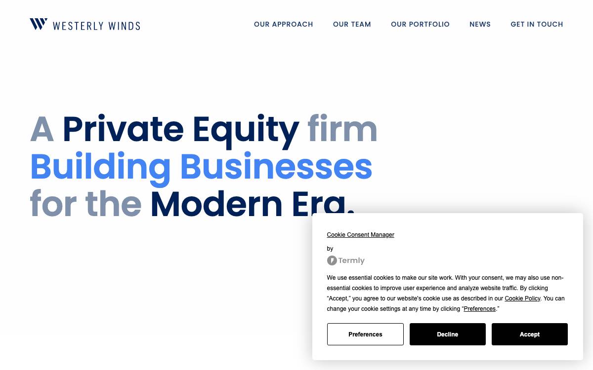 Westerly Winds website preview