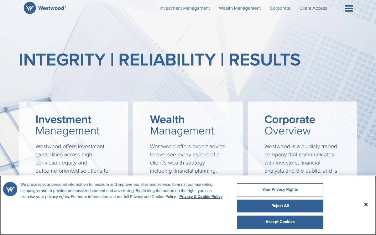 Westwood Holdings Group website preview