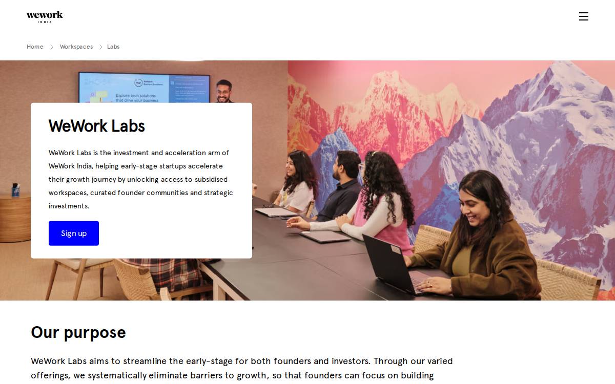 WeWork Labs website preview