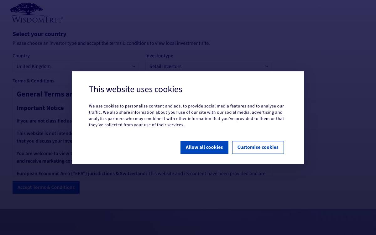 WisdomTree website preview