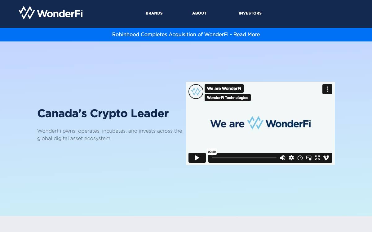 WonderFi website preview