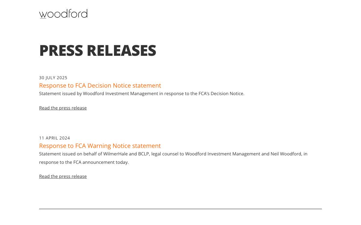 Woodford Investment Management website preview