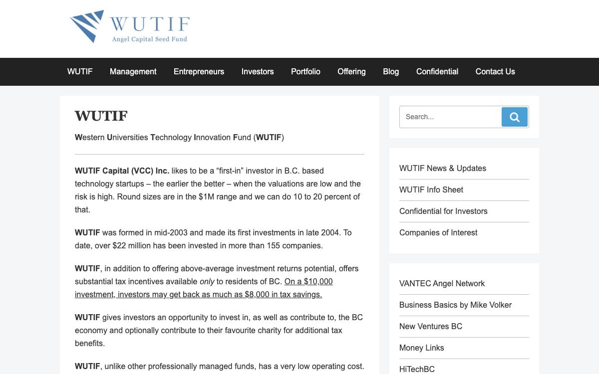 WUTIF Capital website preview