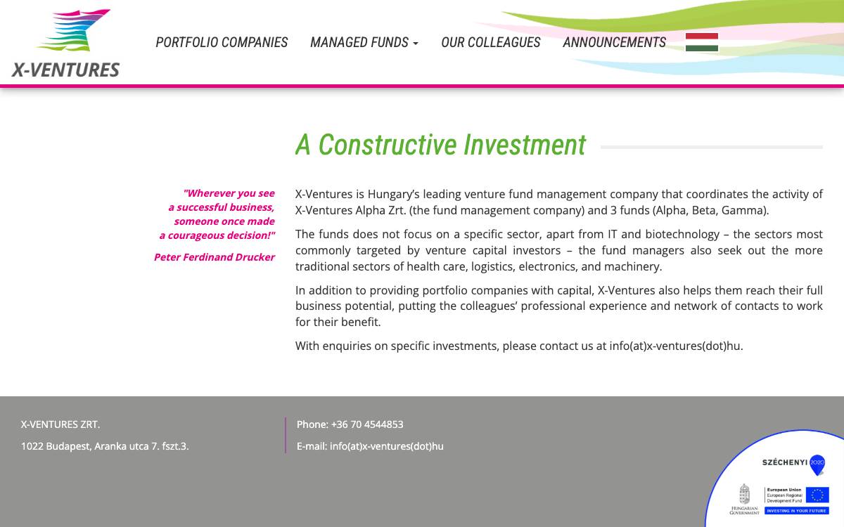 X-Ventures Venture Fund Management Company website preview