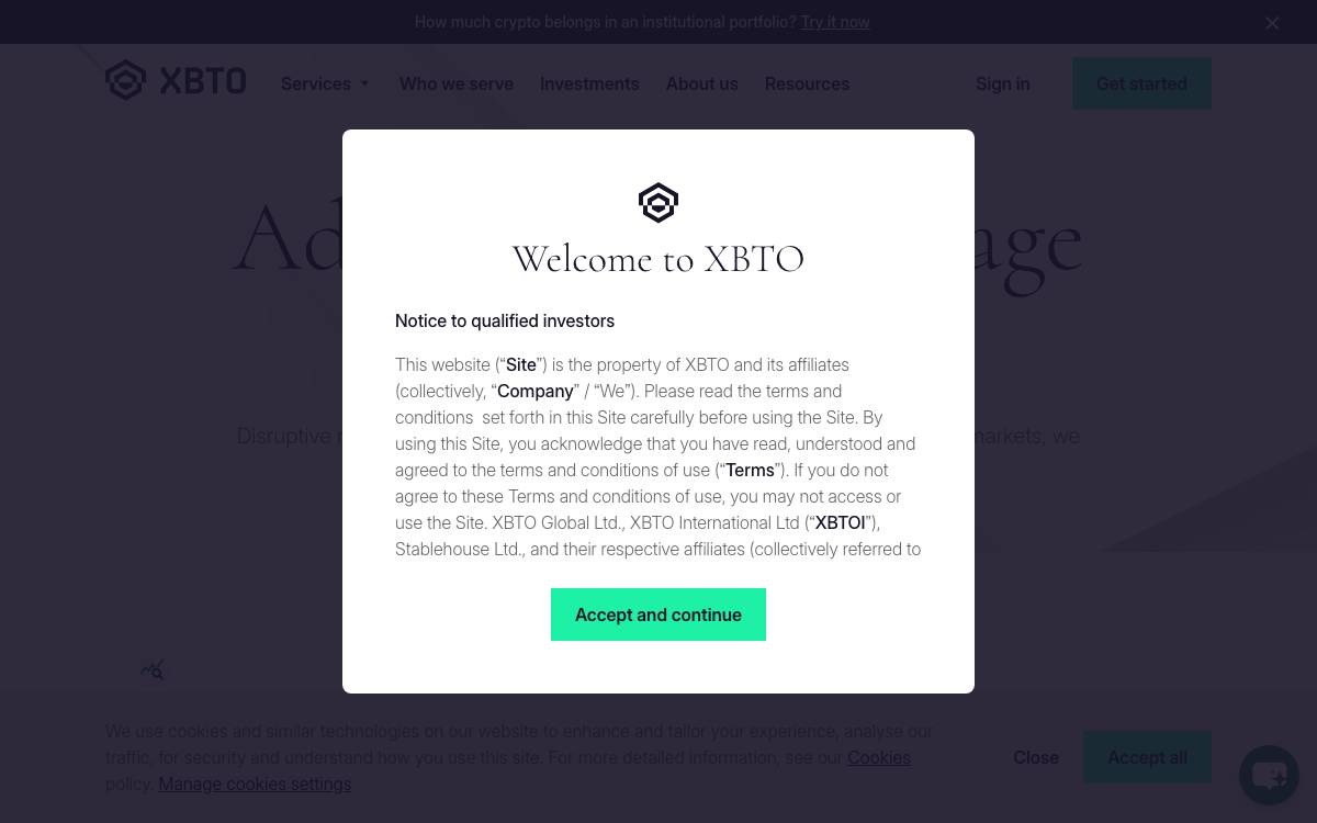 XBTO website preview