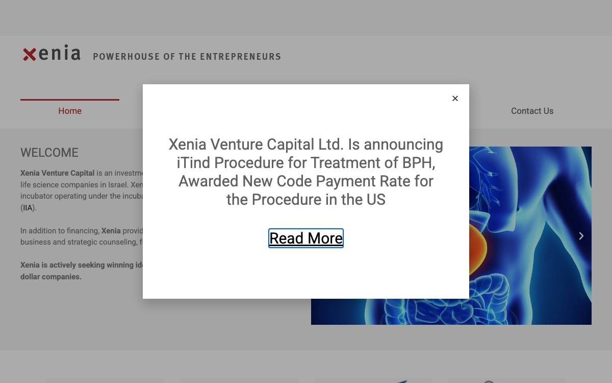 Xenia Venture Capital website preview