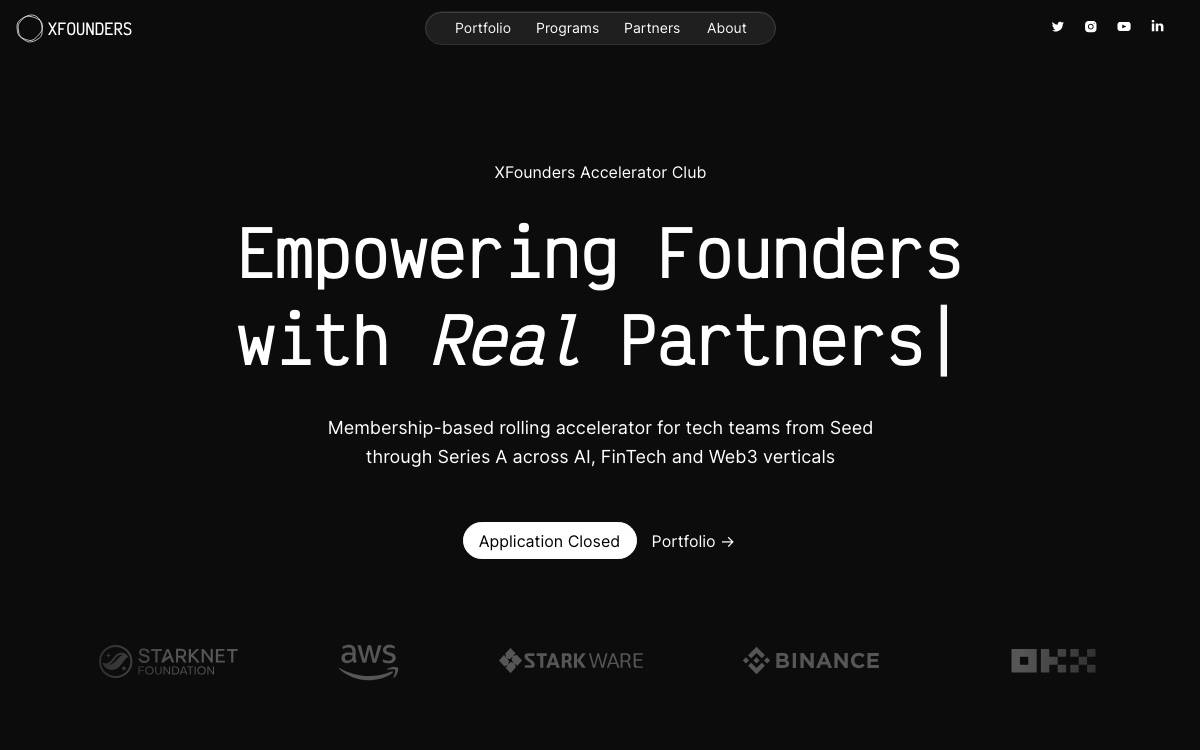 XFounders Accelerator website preview