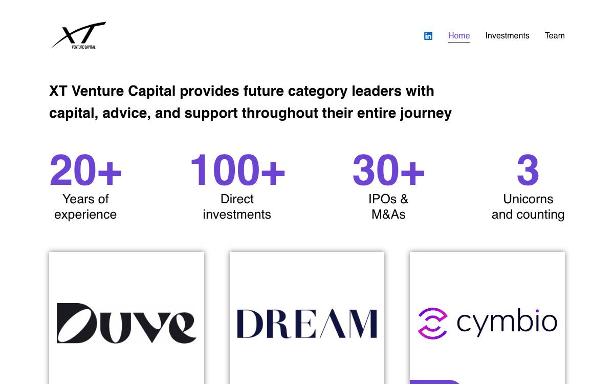 XT Venture Capital website preview
