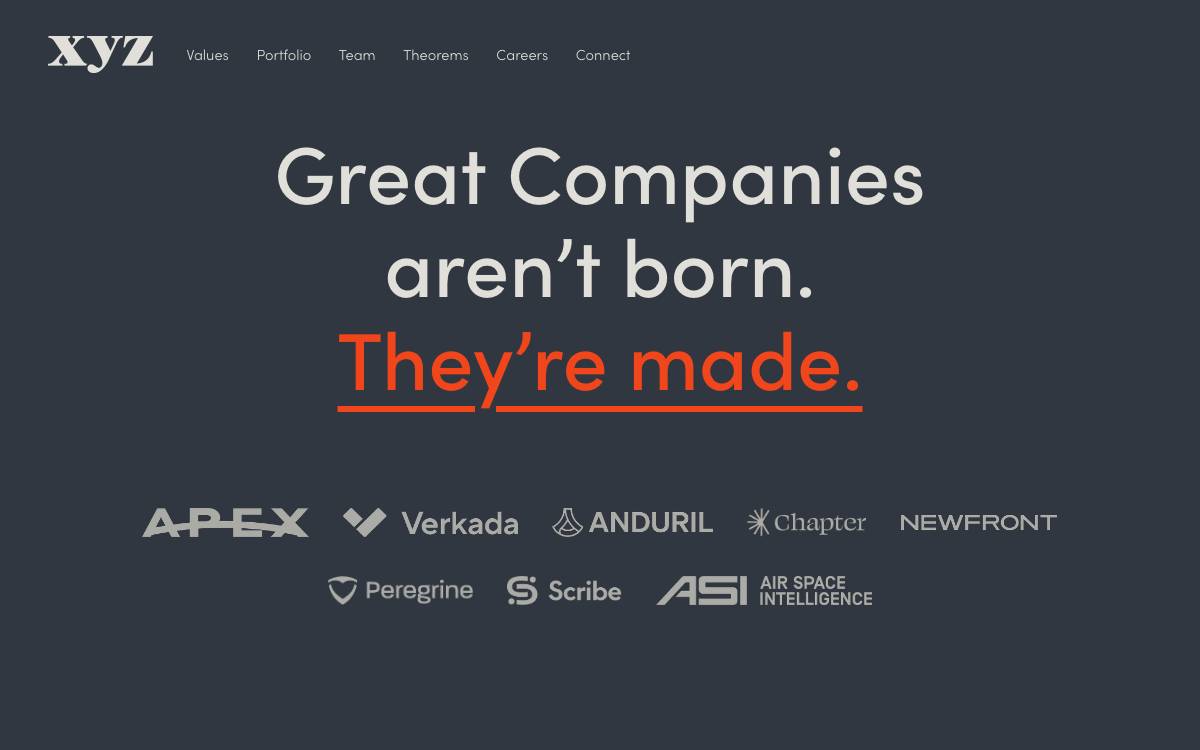 XYZ Venture Capital website preview