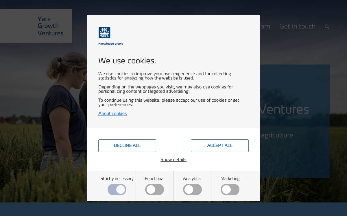 Yara Growth Ventures website preview