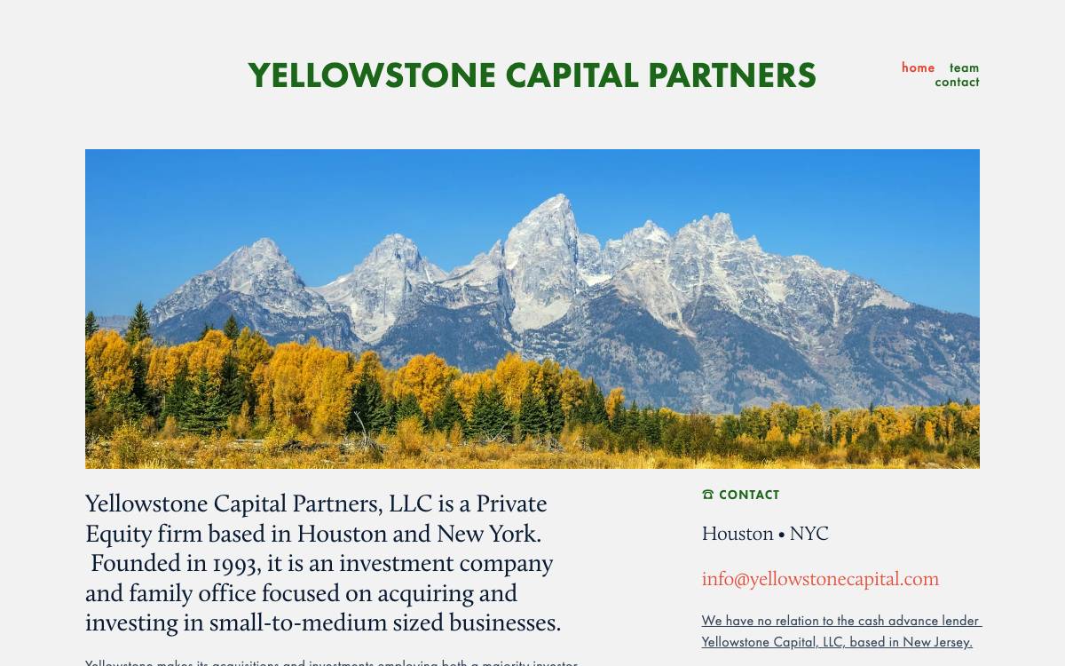 Yellowstone Capital Partners website preview