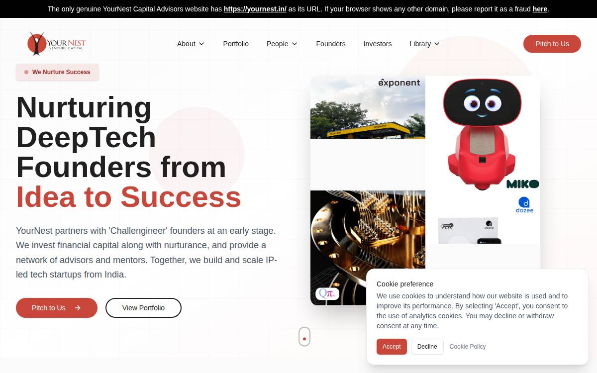YourNest Venture Capital website preview