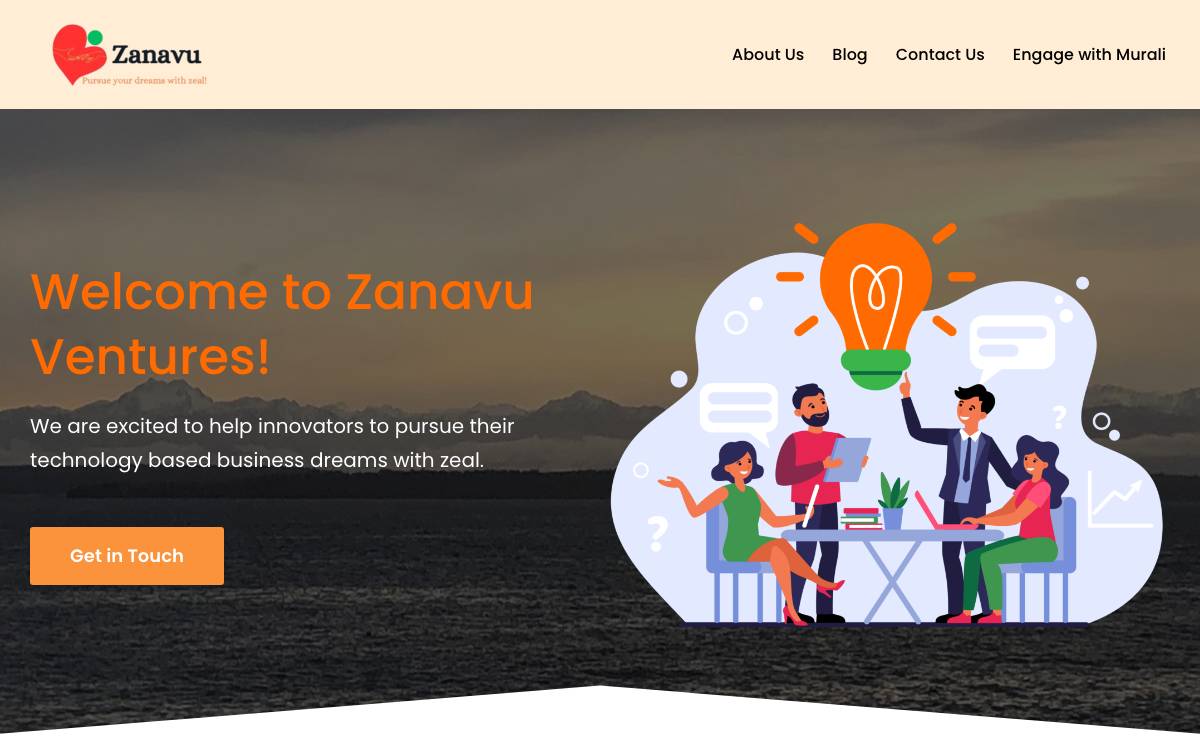 Zanavu Ventures website preview