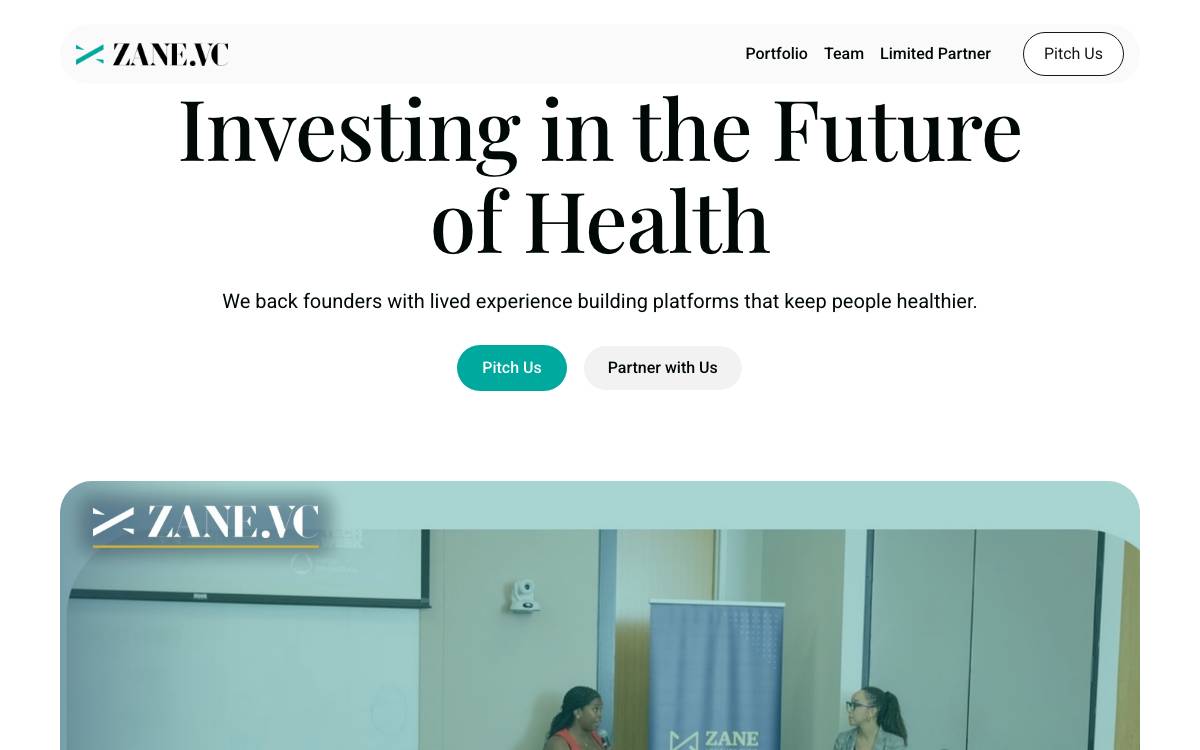 Zane Venture Fund website preview