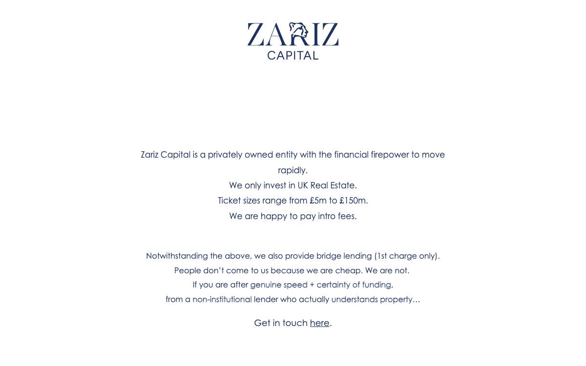 Zariz Capital website preview
