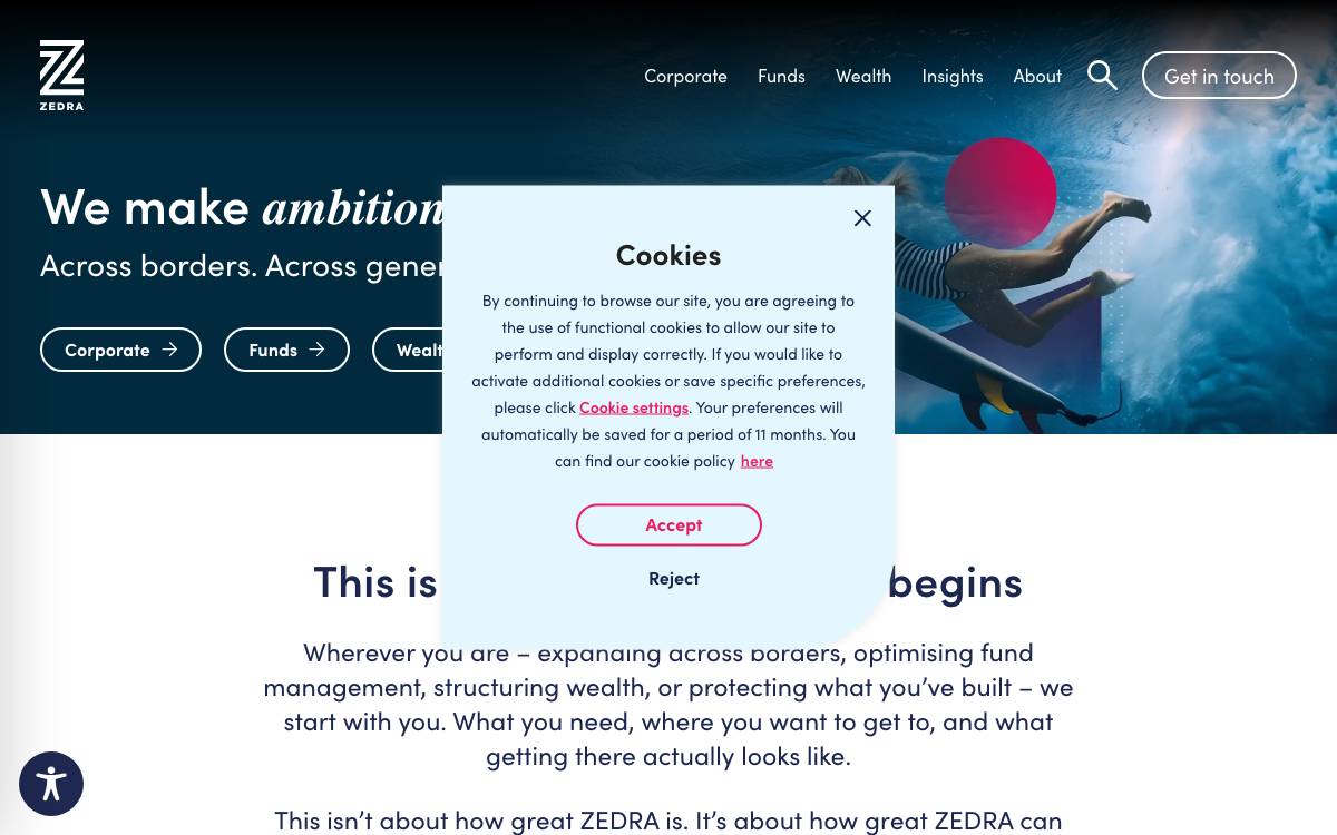 Zedra website preview