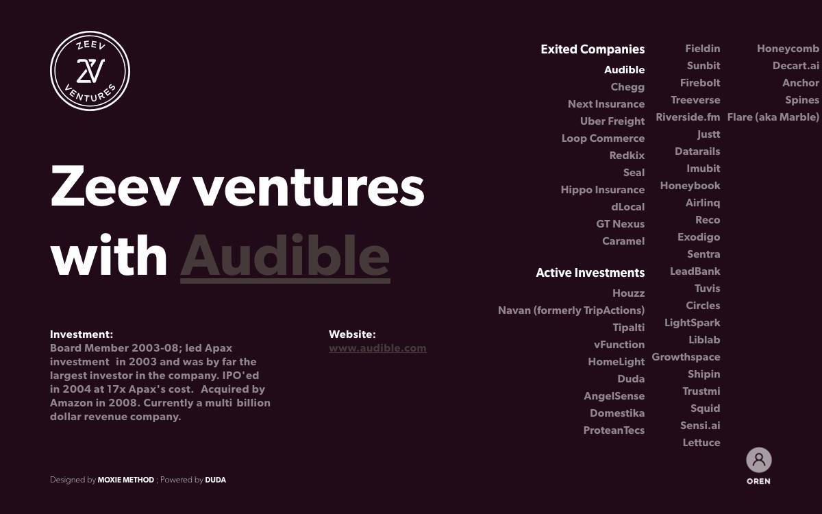 Zeev Ventures website preview
