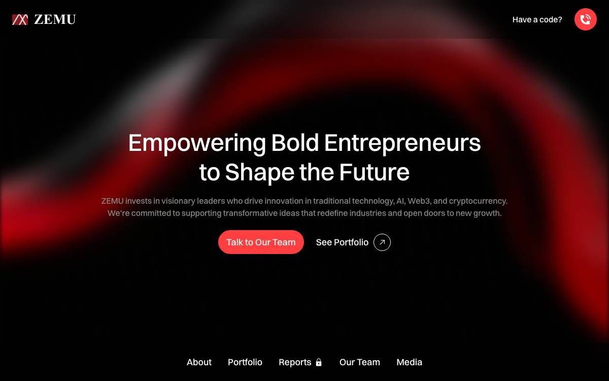 ZEMU Venture Capital website preview