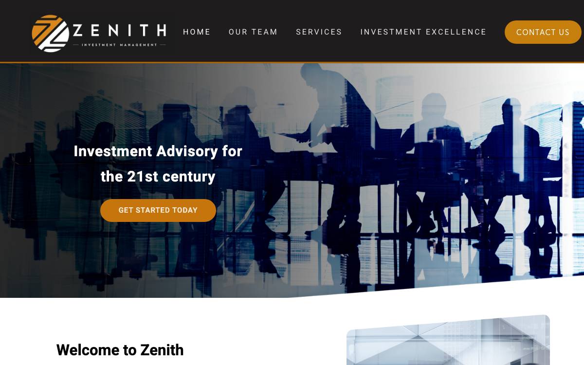 Zenith Investment Management website preview