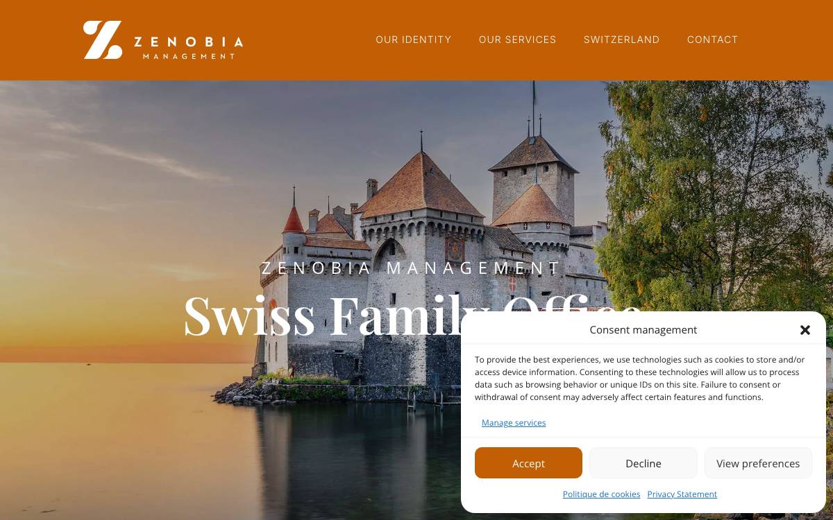 Zenobia Management SA website preview