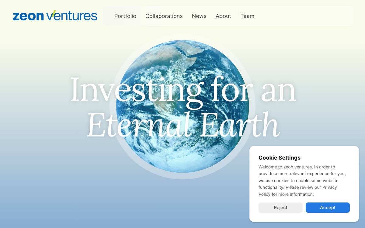 Zeon Ventures website preview