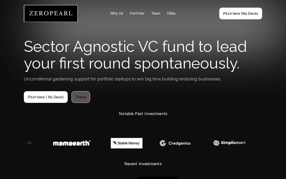 Zeropearl VC website preview