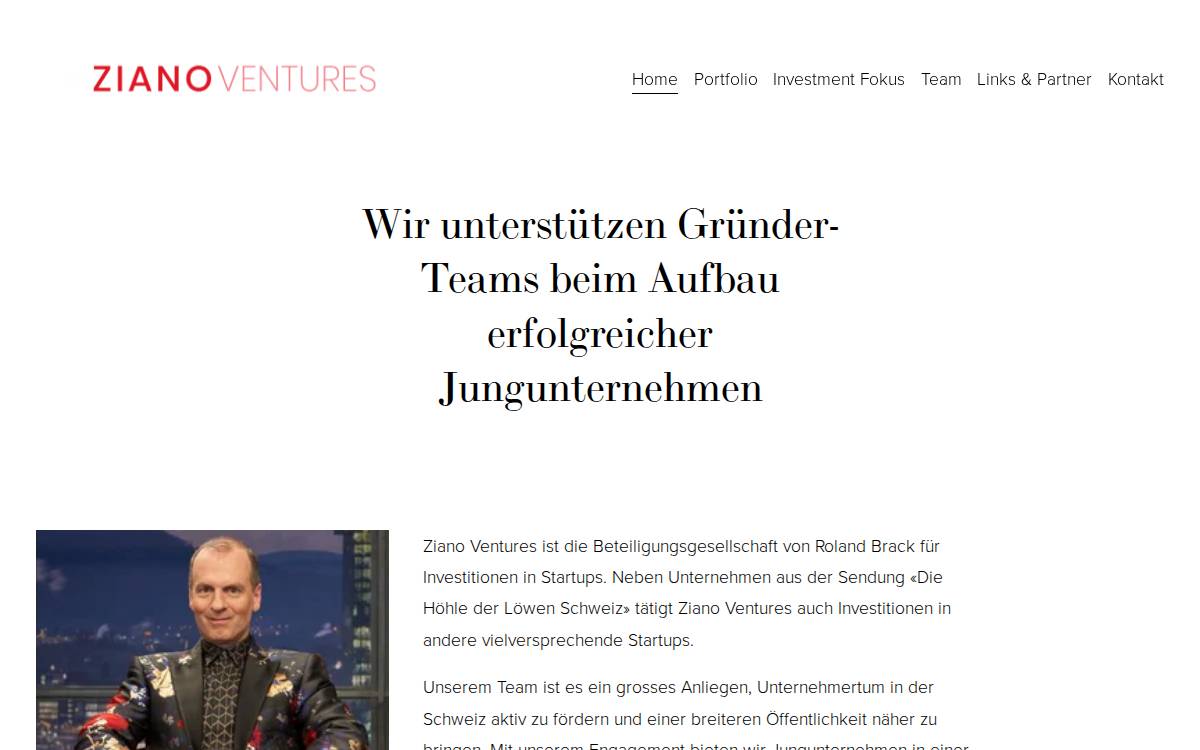 Ziano Ventures website preview