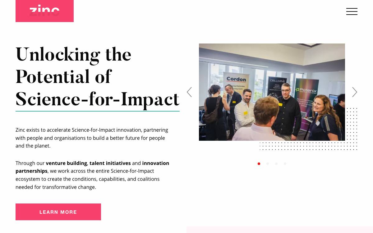 Zinc website preview