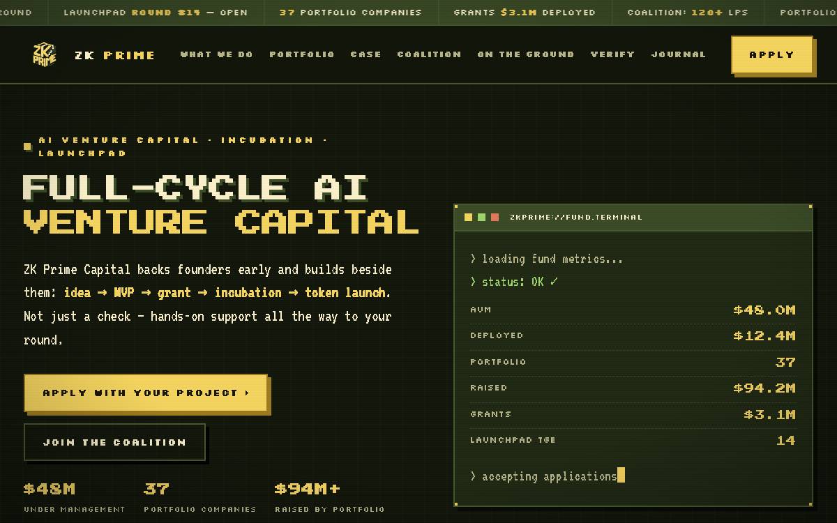 ZK Prime Capital website preview