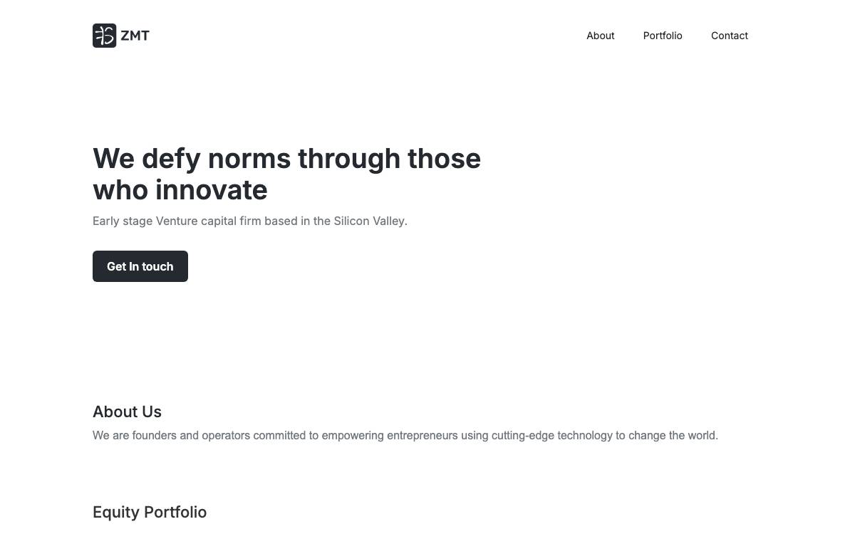 ZMT Capital website preview