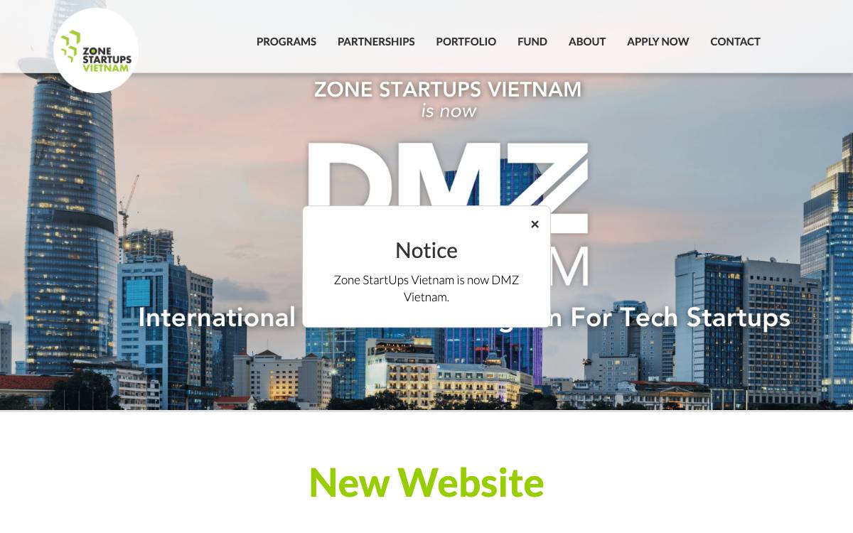 Zone Startups Vietnam website preview