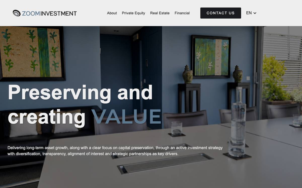Zoom Investment website preview