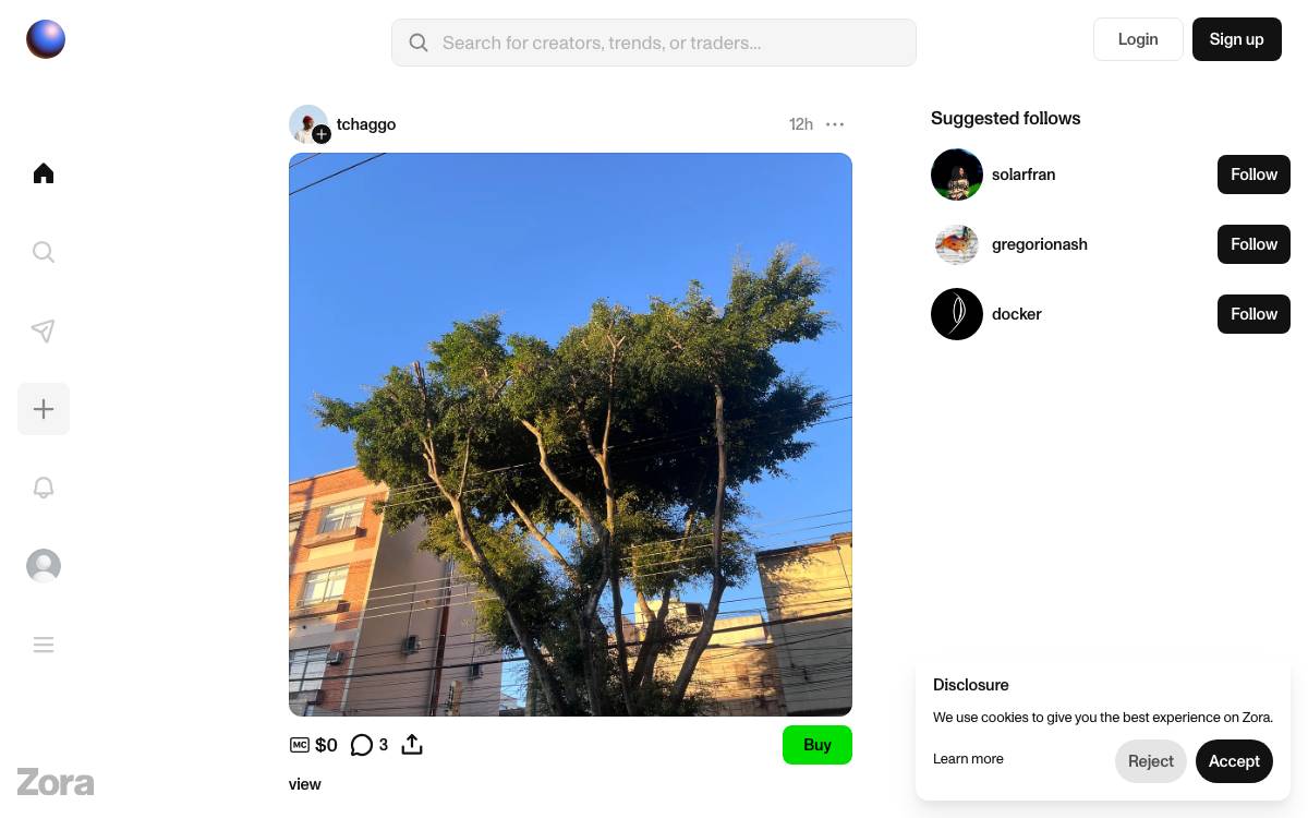 Zora website preview