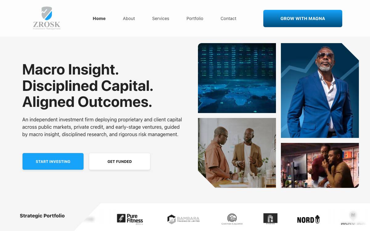 Zrosk Investment Management website preview